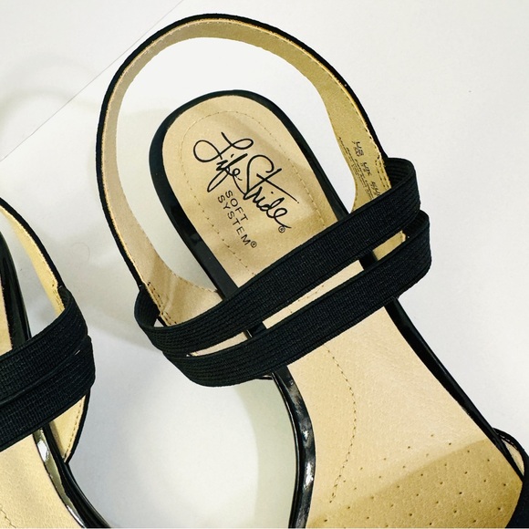 LifeStride Wedge Gorgeous Black Sandals Sz 7.5 NWT - Picture 4 of 11